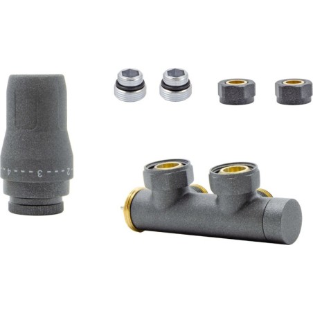 Schlosser DUO-PLEX-SET 3/4" x M22 x 1,5" LINKS, RECHTS, ANSCHLUSSSTÜCKE, MIT VERSORGUNGSANSCHLUSS, VERBINDUNGSSTÜCK – GRAPHIT