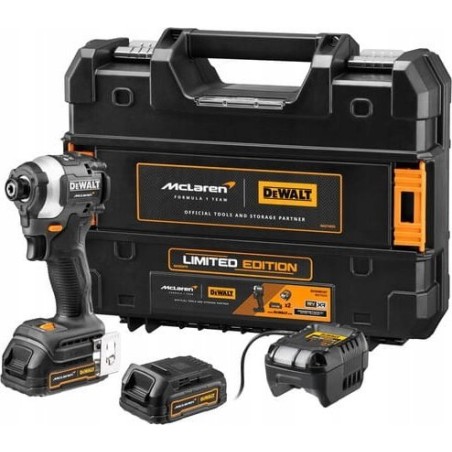 DeWALT Akku-Schlagschrauber DCF85ME2GT, 18 V, 1/4", im McLaren-Design (grau/schwarz, 2x POWERSTACK Li-Ion-Akku)