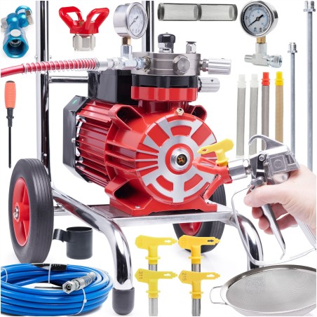 Hydrodynamisches Farbspritzgerät 3500 W, Düsen, Verlängerung 50 cm und 75 cm, 18 l/min