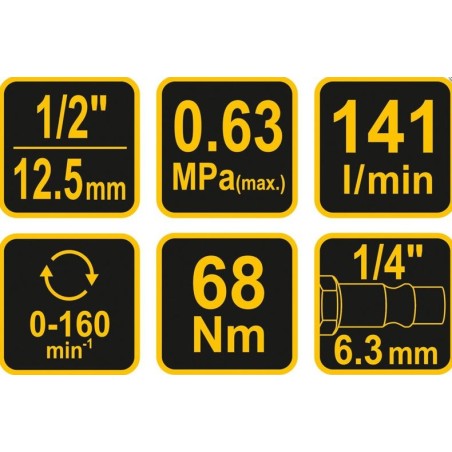 Vorel-Schlagschrauber „Pneumatische Ratsche 1/2", 68 Nm, 141 l/min (81118) – 81118
