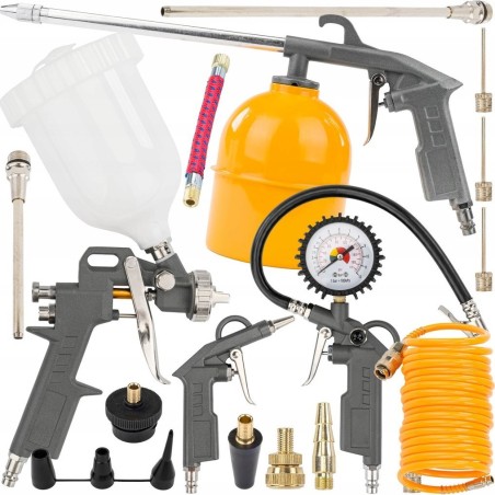 Powermat SET MIT 18-TEILIGEM DRUCKLUFTWERKZEUG FÜR MALERARBEITEN FÜR KOMPRESSOR, SPRITZPISTOLE UND SCHLAUCH