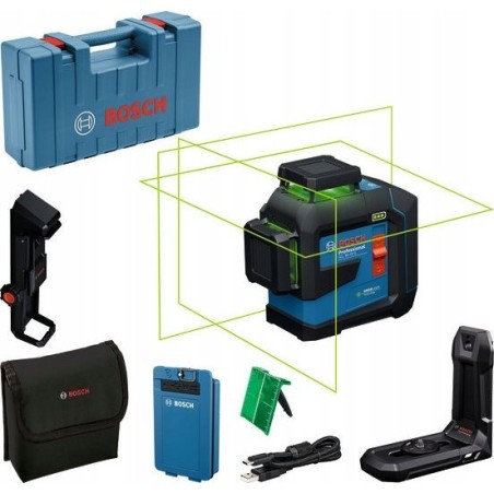 BOSCH.PLANE LASER GLL 80-33 G GREEN USB-C 1x BA 3,7 V 3,0 Ah XL + GRIFF LB 10 + KLEMME DK 20 KOFFER