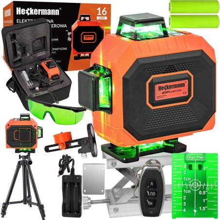 Heckermann Laser-Wasserwaage-Set Heckermann 16 Linien 4DH NEU + Stativ + Schutzbrille + Zielscheibe