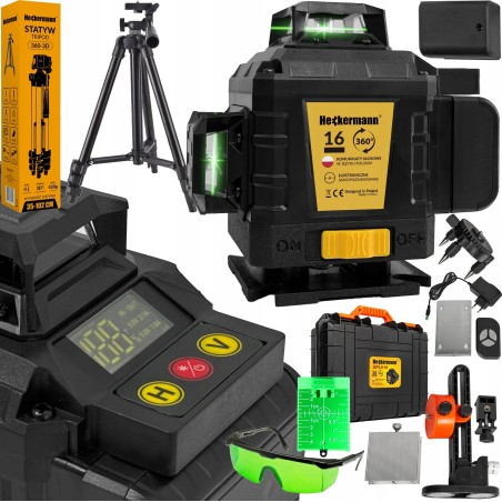 Heckermann Laser-Wasserwaage Heckermann 16 Linien SPL016 + Stativ + Zielscheibe + Schutzbrille