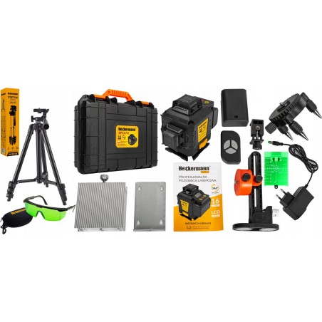 Heckermann Laser-Wasserwaage Heckermann 16 Linien SPL016 + Stativ + Zielscheibe + Schutzbrille
