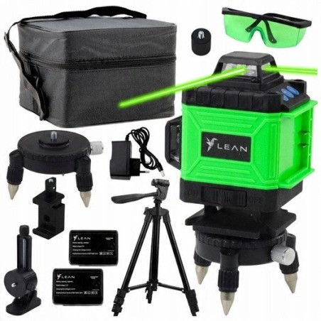 4D-Laser-Nivelliergerät mit 16 Linien, Tasche, 2 Akkus, grün