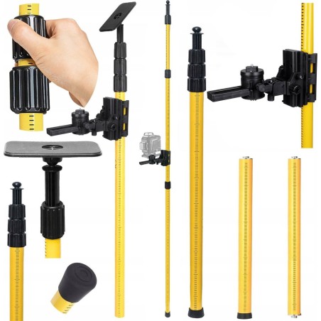 Deko Stativ mit Auslegerstange für Laser und Wasserwaage, 285 cm + Deko-Adapter für Schrägen