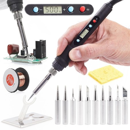 Set: Techrebal-Lötkolben 80 W, LCD-Display, 10 Lötspitzen, 900 m Zubehör