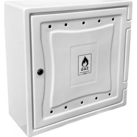 UN-Gaszählerabdeckung aus Kunststoff, 240 × 600 × 600 mm, mit Rückwand, weiß