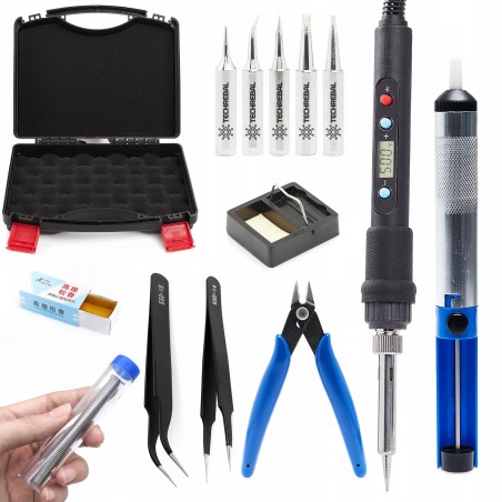 Präzisionslötkolben Techrebal TBC80W mit LCD-Display, 80 W, schwarz + Zubehörset