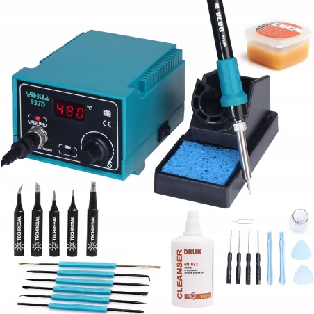 Techrebal Lötstation 937D + 5 schwarze Lötspitzen, Set 13