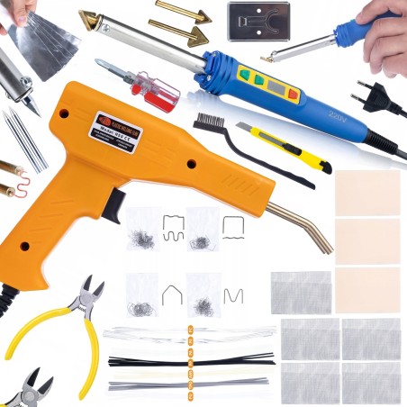 Rosfix Lötkolben und Bügeleisen Blue Kong 120 W Set + Heftgerät im Koffer + 200 Heftklammern