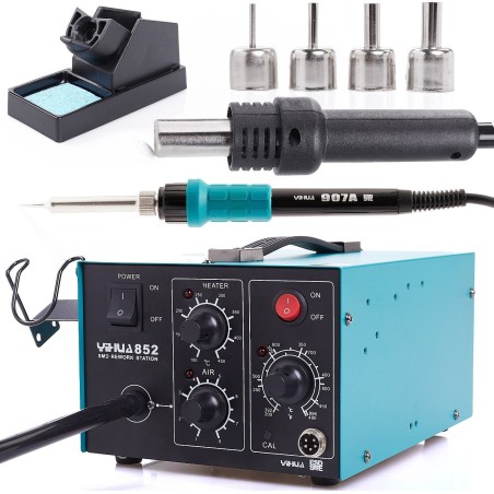 Lötstation 2-in-1-Heißluftlötkolben 852 mit Kompressor Techrebal 660 W