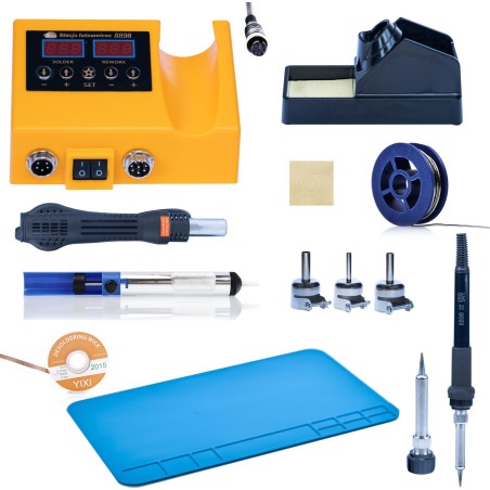 Rosfix Lötstation Heißluftlötkolben Lötmatte Zinn 5 Lötspitzen Absaugvorrichtung XL-Lötlitze