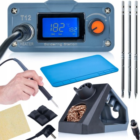 Rosfix Lötstation-Set für T12-Spitzen, OLED-Display, 3x T12-Spitzen, Silikonmatte