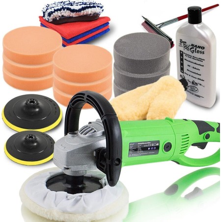 Bituxx Autopoliermaschine mit austauschbaren Polieraufsätzen, 1500 W, Zubehörset