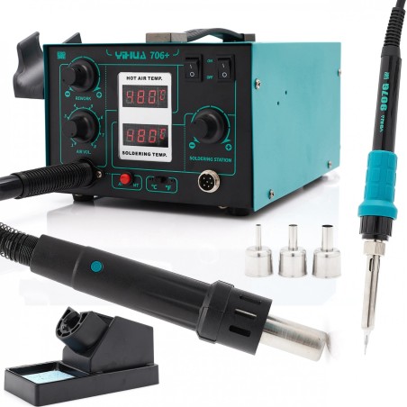 Techrebal Heißluft-Lötkolben 2-in-1 YIHUA 706+ mit Halterung und Zinnband