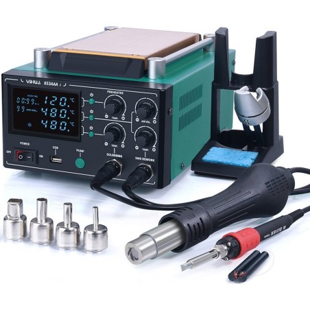 Techrebal 3-in-1-Lötstation (110-W-Lötkolben, Heißluft, Entlötgerät) Yihua 853AAA-I