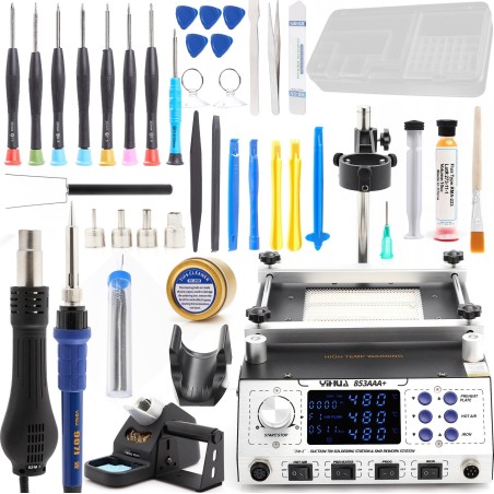 Set: 3-in-1-Lötstation Yihua 853AAA + 25-in-1-GSM-Werkzeugsatz + Zubehör