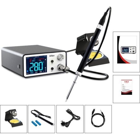 Techrebal Leistungsstarker Lötkolben 200 W AIXUN T3A T12 mit Halterung und Flussmittel