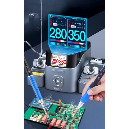 Aixun Doppel-Präzisions-Lötstation T420D mit 3 Lötkolben und 9 Lötspitzen – Set