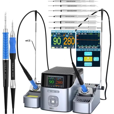 Präzisions-Lötstation Aixun T420D mit 2 Lötkolben und 6 Lötspitzen (C210, C115) mit WLAN