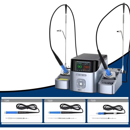 Aixun Doppel-Präzisions-Lötstation T420D mit 3 Lötkolben, 9 Lötspitzen und ESD-Matte