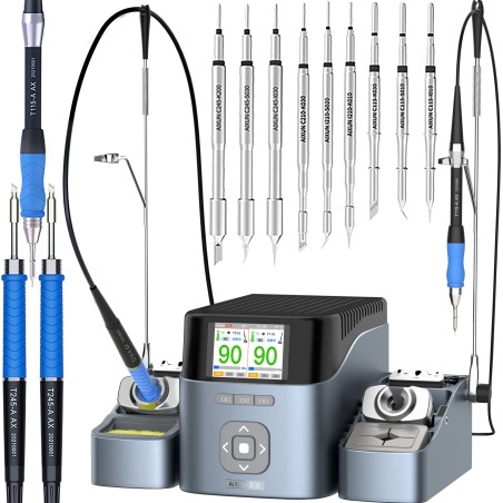 Präzisions-Lötstation Aixun T420D mit 3 Lötkolben und 9 Lötspitzen (C210, C115, C245)
