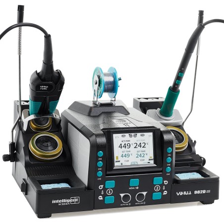 Set: Lötstation Yihua 982D-III 2-in-1, Lötkolben, Lötspitzen, Zubehör