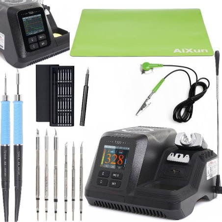 Professionelle Lötstation Aixun T320, 24-in-1-Set, Lötmatte 25 x 50 cm, mit Lötkolben