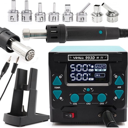 Lötstation und Heißluftlötgerät Hot Air Yihua 993DM-IV mit 8 Düsen