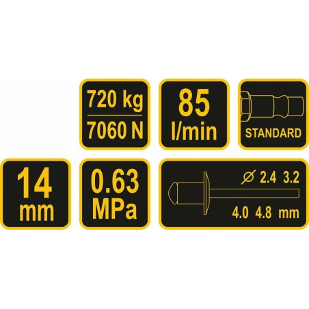 Vorel VOREL Druckluft-Nietmaschine 2,4–4,8 mm T70280