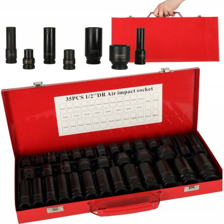 1/2-Zoll-Schlagschraubendreher-Einsätze 8–32 mm, 35-teiliges Set