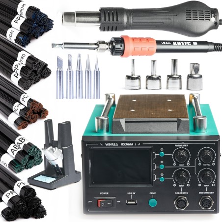 3-in-1-Lötstation Yihua 853AAA-I + 5 Lötspitzen + 5 Sorten Lötzinn à 100 g