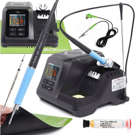 Set: Professionelle Lötstation Aixun T320 mit Lötkolben C210 und Lötmatte
