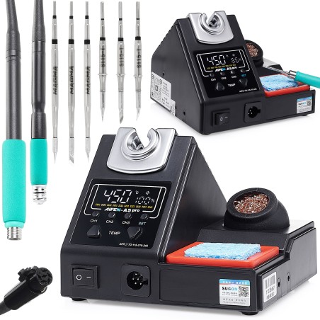 Professionelle Lötstation Aifen A5 PRO 160 W, 2 Lötspitzen (C115, C245), 6x Lötspitzen