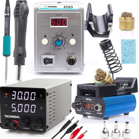 Professionelles 3-in-1-Set: Lötstation T12 Hot Air mit 5-A-Netzteil