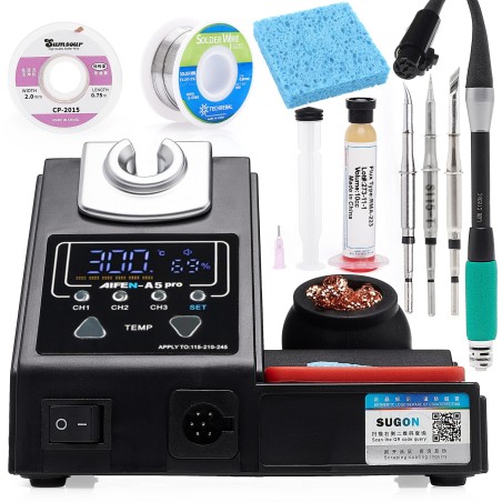 Professionelle Lötstation Aifen A5 Pro mit 3 Lötspitzen C115 und Zinnlötdraht