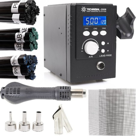 Heißluft-Lötstation TECHREBAL 2008 Set mit 3x Lötmasken, 3x Lötpaste und Düsen