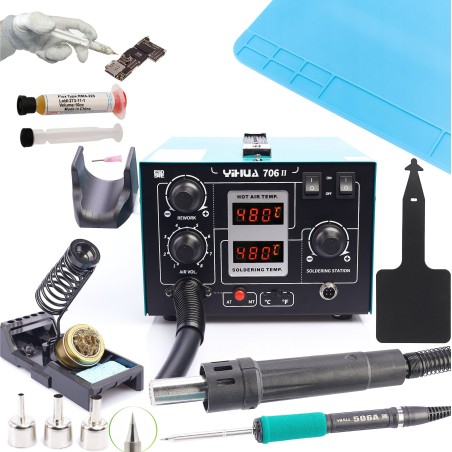 Heißluft-Lötstation 706 II, Flussmittel, Matte, Silikonhalterung