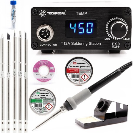 Set: Lötstation Techrebal T12A 75 W + Lötspitzen T12 + Lötlitze
