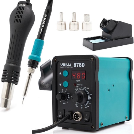 Techrebal Heißluft-Lötkolben 2-in-1, 740 W, YIHUA 878D, Zinnzange