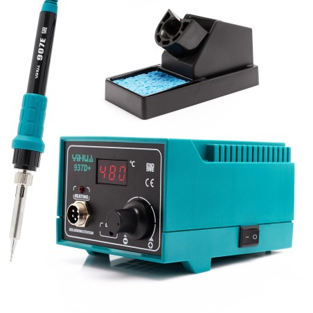 Set: Lötstation Yihua 937D+ Kolophonium, Lötpaste, Zinn, Absaugvorrichtung, 10 Lötspitzen