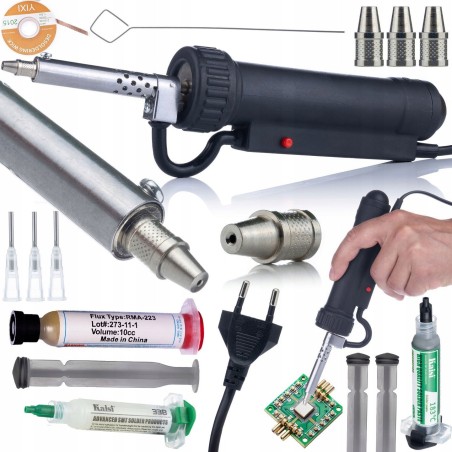 Rosfix Lötkolben mit elektrischem Absauggerät für Zinn, 350 W, 3 Spitzen, Flussmittel, Lötlitze, Zinn