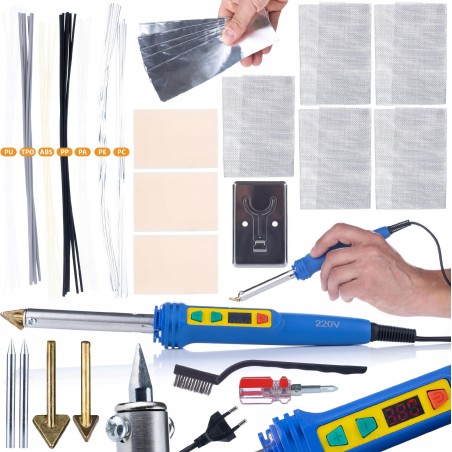 Rosfix Lötkolben BLUE KONG 120 W, Heftgerät + 200 Heftklammern + 800 Heftklammern + Klebstoff-Set