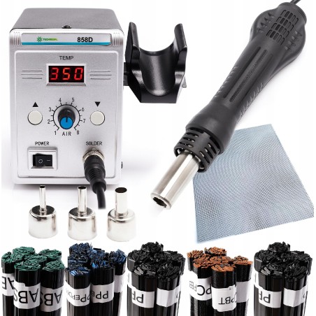 Techrebal Lötstation 858D mit Zubehörset zum Schweißen von Kunststoff