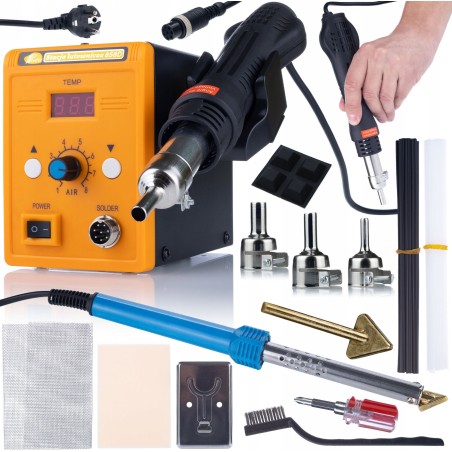Rosfix SET: HEISSLUFT-LÖTSTATION UND KUNSTSTOFFSCHWEISSGERÄT 858D + LÖTSTATION UND BÜGELEISEN