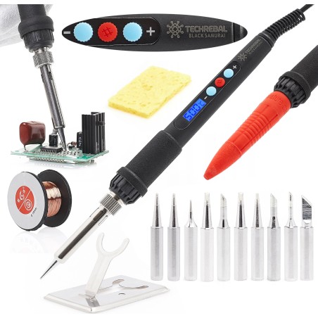 Techrebal 60-W-Präzisions-Lötkolben mit LCD-Display, 10 Spitzen, 900 m