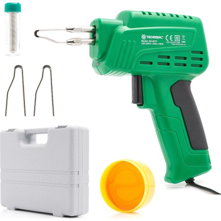 Techrebal Lötkolben mit Transformator, 150 W, im Koffer, Lötspitzen, Zinn