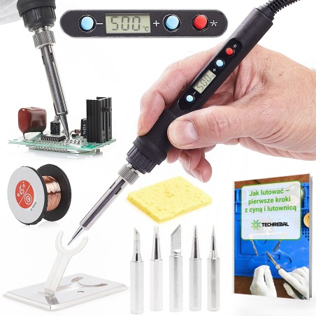 Techrebal TBC80W Lötkolben mit LCD-Display, 5 Spitzen, 900 m, Zubehör